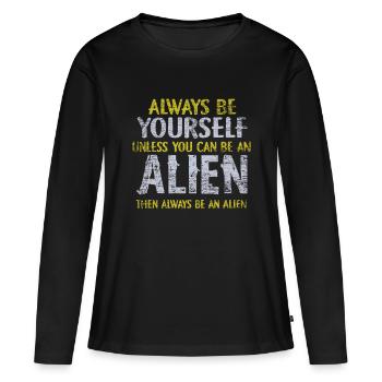 étranger - T-shirt manches longues Premium bio Femme - noir - Devant - Julia (174cm)