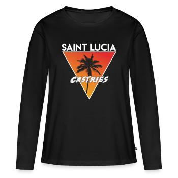 Sainte-Lucie avec capitale - T-shirt manches longues Premium bio Femme - noir - Devant - Julia (174cm)