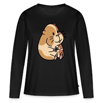 Hamster Faim Rongeur Animaux Domestiques Enfants Bébé - T-shirt manches longues Premium bio Femme - noir - Devant - Julia (174cm)