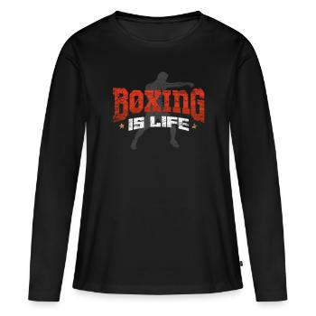 Boxen Boxer - Frauen Premium Bio Langarmshirt - Schwarz - Vorne - Julia (174cm)