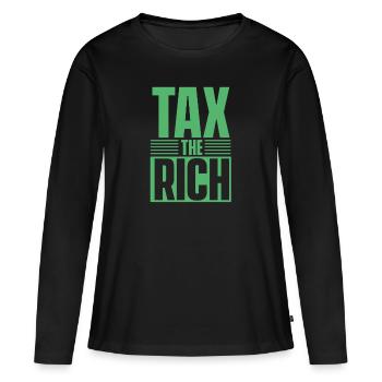 Taxer les riches - T-shirt manches longues Premium bio Femme - noir - Devant - Julia (174cm)