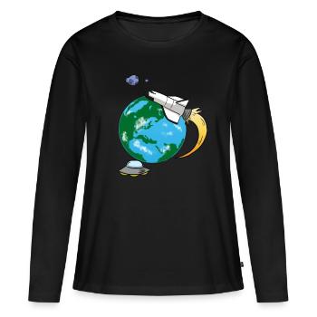 Fusée volante - T-shirt manches longues Premium bio Femme - noir - Devant - Julia (174cm)