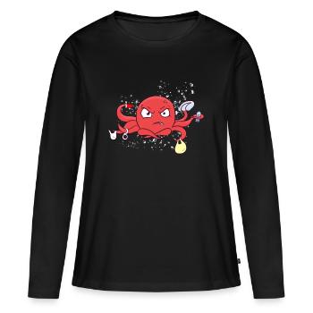 Pieuvre en plastique mer environnement de pollution en plastique - T-shirt manches longues Premium bio Femme - noir - Devant - Julia (174cm)