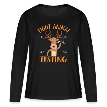 Combattre l'expérimentation animale Combattant pour les droits des animaux - T-shirt manches longues Premium bio Femme - noir - Devant - Julia (174cm)