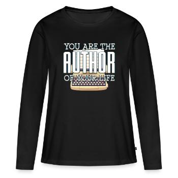 author - Women's Premium Organic Long Sleeve Shirt - black - Front - Julia (174cm)