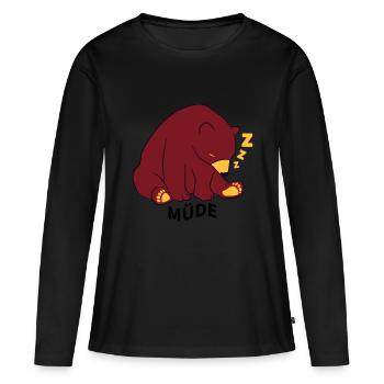 Ours fatigué - je suis fatigué - dors - T-shirt manches longues Premium bio Femme - noir - Devant - Julia (174cm)