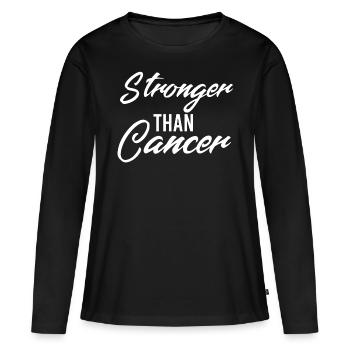 Plus fort que le cancer - T-shirt manches longues Premium bio Femme - noir - Devant - Julia (174cm)