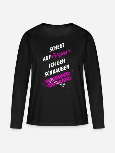 Tuning Tuner Schrauber girl - Frauen Premium Bio Langarmshirt - Schwarz