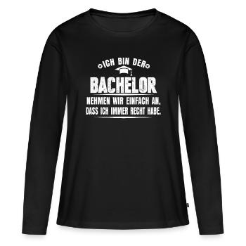 Bachelor Abschlussfeier - Frauen Premium Bio Langarmshirt - Schwarz - Vorne - Julia (174cm)