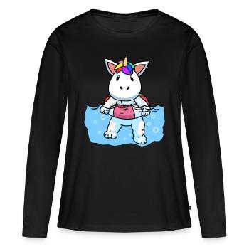 Licorne bébé natation piscine loisirs enfants - T-shirt manches longues Premium bio Femme - noir - Devant - Julia (174cm)