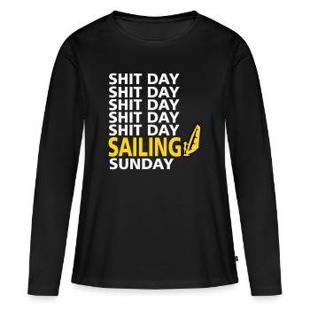 Segeln Sonntag Segler Segelsport Lustig Geschenk - Frauen Premium Bio Langarmshirt - Schwarz - Vorne - Julia (174cm)