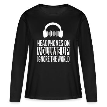 Headphones - Women's Premium Organic Long Sleeve Shirt - black - Front - Julia (174cm)