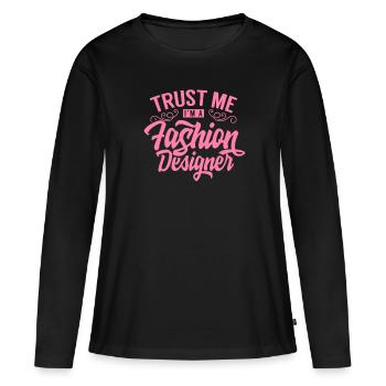 Créateur de mode créateur de mode styliste - T-shirt manches longues Premium bio Femme - noir - Devant - Julia (174cm)