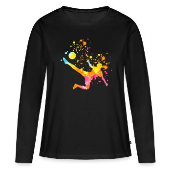 Soccergirl color splash - Women's Premium Organic Long Sleeve Shirt - black - Front - Julia (174cm)