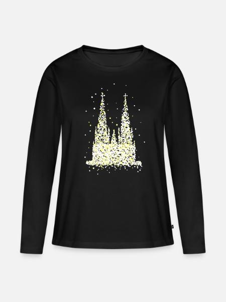 Kölner Dom - Frauen Premium Bio Langarmshirt - Schwarz