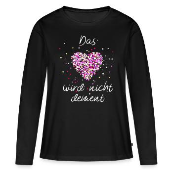 Das Herz wird nicht dement - Frauen Premium Bio Langarmshirt - Schwarz - Vorne - Julia (174cm)