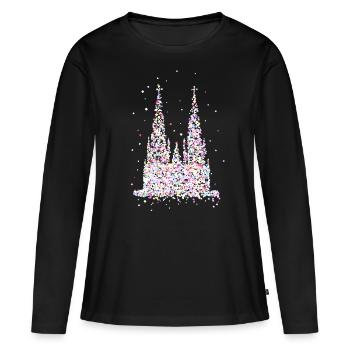 Kölner Dom - Frauen Premium Bio Langarmshirt - Schwarz - Vorne - Julia (174cm)