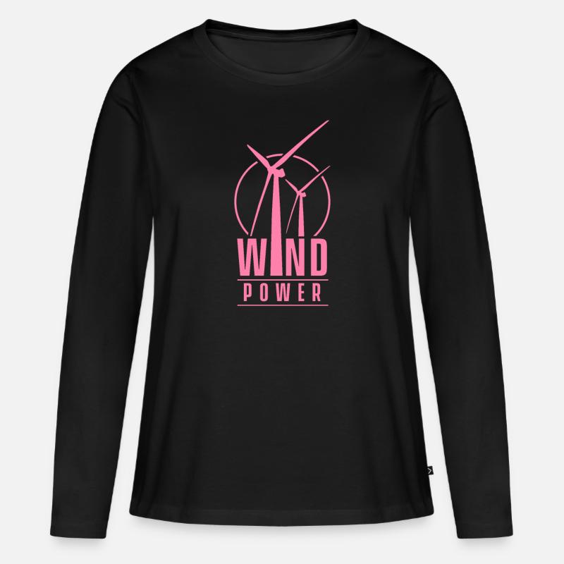 Windmühle - Frauen Premium Bio Langarmshirt - Schwarz