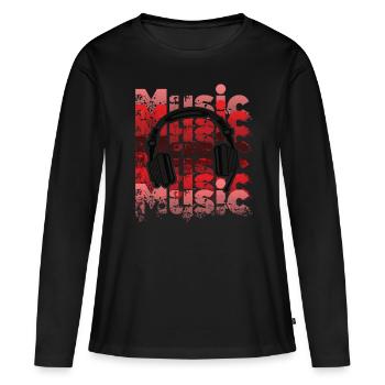Écouteurs - T-shirt manches longues Premium bio Femme - noir - Devant - Julia (174cm)