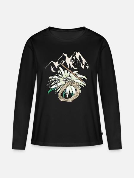 Bergsteiger Outdoor Gebirge Bergsteigen Edelweiß - Frauen Premium Bio Langarmshirt - Schwarz