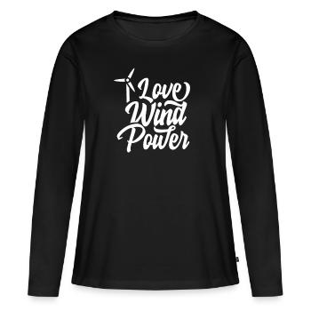 Énergie éolienne - T-shirt manches longues Premium bio Femme - noir - Devant - Julia (174cm)