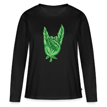 Weed Hand HEAVY METAL HÖRNER 420 - Frauen Premium Bio Langarmshirt - Schwarz - Vorne - Julia (174cm)
