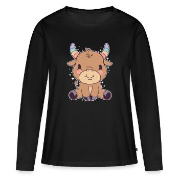 Süßer Stier Kindergeschenk Stiere Bullen - Frauen Premium Bio Langarmshirt - Schwarz - Vorne - Julia (174cm)