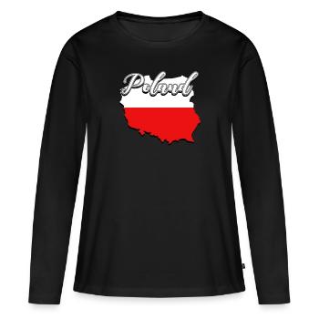 Pologne - T-shirt manches longues Premium bio Femme - noir - Devant - Julia (174cm)
