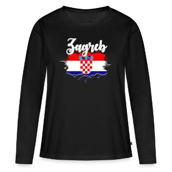 Croatie Zagreb - T-shirt manches longues Premium bio Femme - noir - Devant - Julia (174cm)