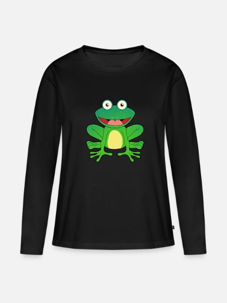 Kikker kikkers amfibie koning droom man kinderen - Vrouwen Premium Bio shirt met lange mouwen - zwart