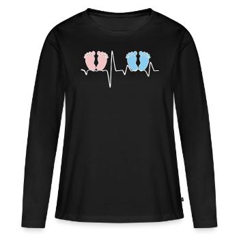 Heartbeat EKG twin mother twin père tea - T-shirt manches longues Premium bio Femme - noir - Devant - Julia (174cm)