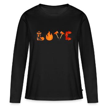 LOVE Firefighter - Frauen Premium Bio Langarmshirt - Schwarz - Vorne - Julia (174cm)