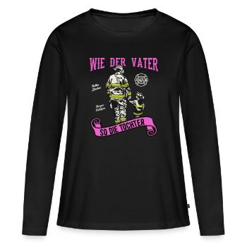 Feuerwehr Feuerwehrfrau Tochter Geschenkidee - Frauen Premium Bio Langarmshirt - Schwarz - Vorne - Julia (174cm)