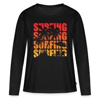Surfing Sunset - Frauen Premium Bio Langarmshirt - Schwarz - Vorne - Julia (174cm)