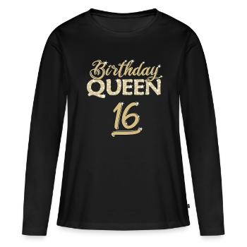 ANNIVERSAIRE 16e anniversaire - T-shirt manches longues Premium bio Femme - noir - Devant - Julia (174cm)