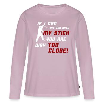 Keep Your Distance - Women's Premium Organic Long Sleeve Shirt - dusky pink - Front - Julia (174cm)