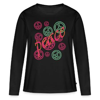 peace - Frauen Premium Bio Langarmshirt - Schwarz - Vorne - Julia (174cm)