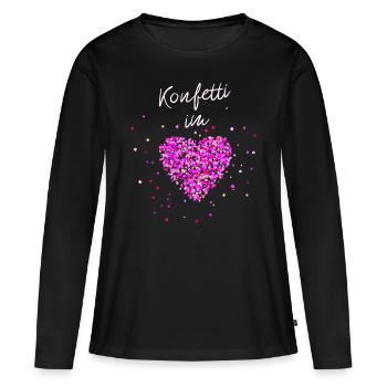 Konfetti im Herzen - Frauen Premium Bio Langarmshirt - Schwarz - Vorne - Julia (174cm)