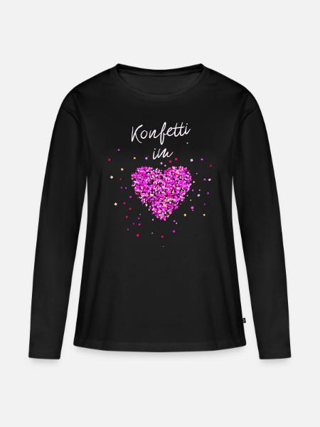 Konfetti im Herzen - Frauen Premium Bio Langarmshirt - Schwarz