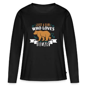 Ours disant - slogan ours - fille aime ours - T-shirt manches longues Premium bio Femme - noir - Devant - Julia (174cm)
