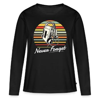 Lecteur de cassette Walkman cadeau rétro des années 90 - T-shirt manches longues Premium bio Femme - noir - Devant - Julia (174cm)
