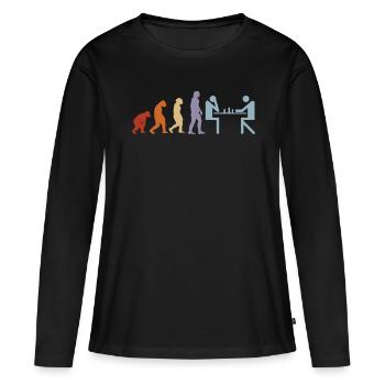 Evolution Échiquier échiquier vintage - T-shirt manches longues Premium bio Femme - noir - Devant - Julia (174cm)