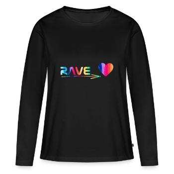 Rave - Frauen Premium Bio Langarmshirt - Schwarz - Vorne - Julia (174cm)