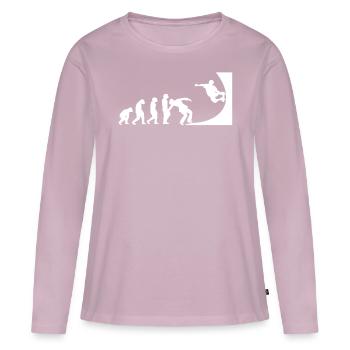Evolution Skater Skateboard Skate halfpipe - T-shirt manches longues Premium bio Femme - rose poudré - Devant - Julia (174cm)