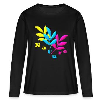 Nature - Frauen Premium Bio Langarmshirt - Schwarz - Vorne - Julia (174cm)