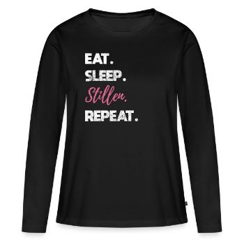 Mütter Geburt Stillen Design Muttermilch - Frauen Premium Bio Langarmshirt - Schwarz - Vorne - Julia (174cm)