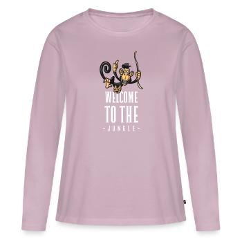 Welcome to the Jungle. Monkey cheeky - Women's Premium Organic Long Sleeve Shirt - dusky pink - Front - Julia (174cm)