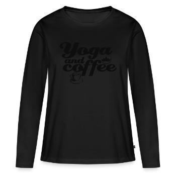 Yoga Coffee Naps Yoga - T-shirt manches longues Premium bio Femme - noir - Devant - Julia (174cm)