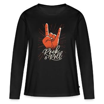 Rock and roll - T-shirt manches longues Premium bio Femme - noir - Devant - Julia (174cm)