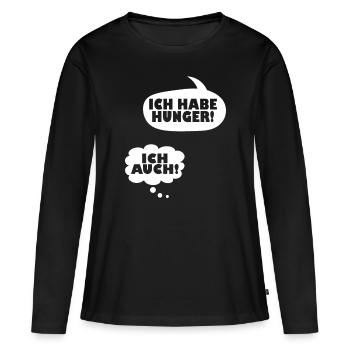 Ich Habe Hunger Schwangerschaftsmode Werdende Mutt - Frauen Premium Bio Langarmshirt - Schwarz - Vorne - Julia (174cm)